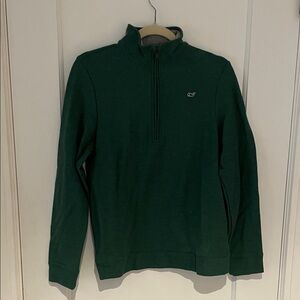 Vineyard Vines Boys (Size 18) Dark Green 100% Cotton Quarter Zip Sweater